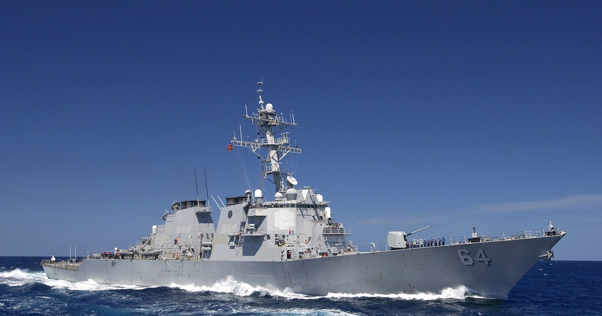 The guided missile destroyer USS Carney sails in the Caribbean