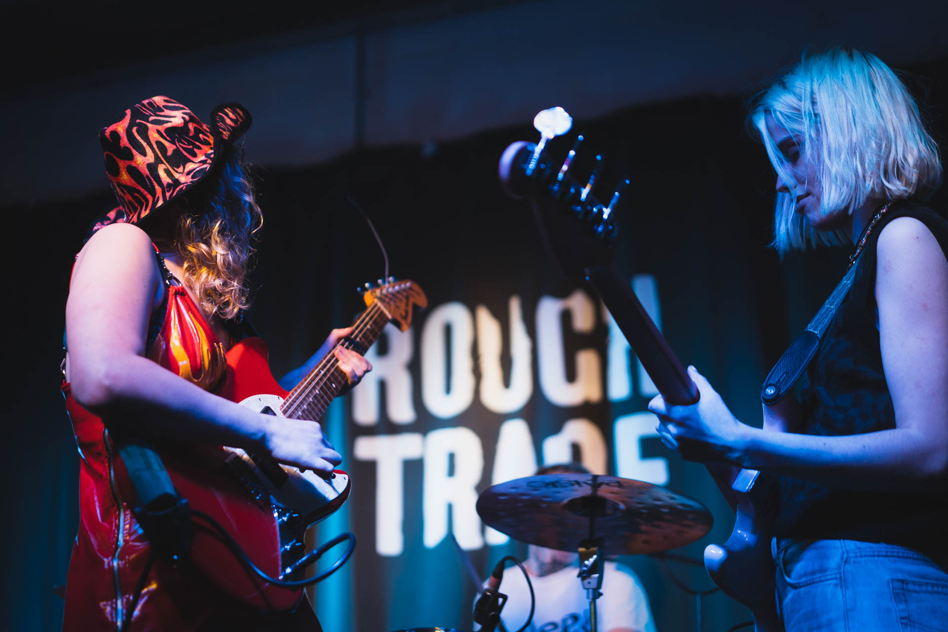 Lambrini Girls performing onstage at Rough Trade in 2022