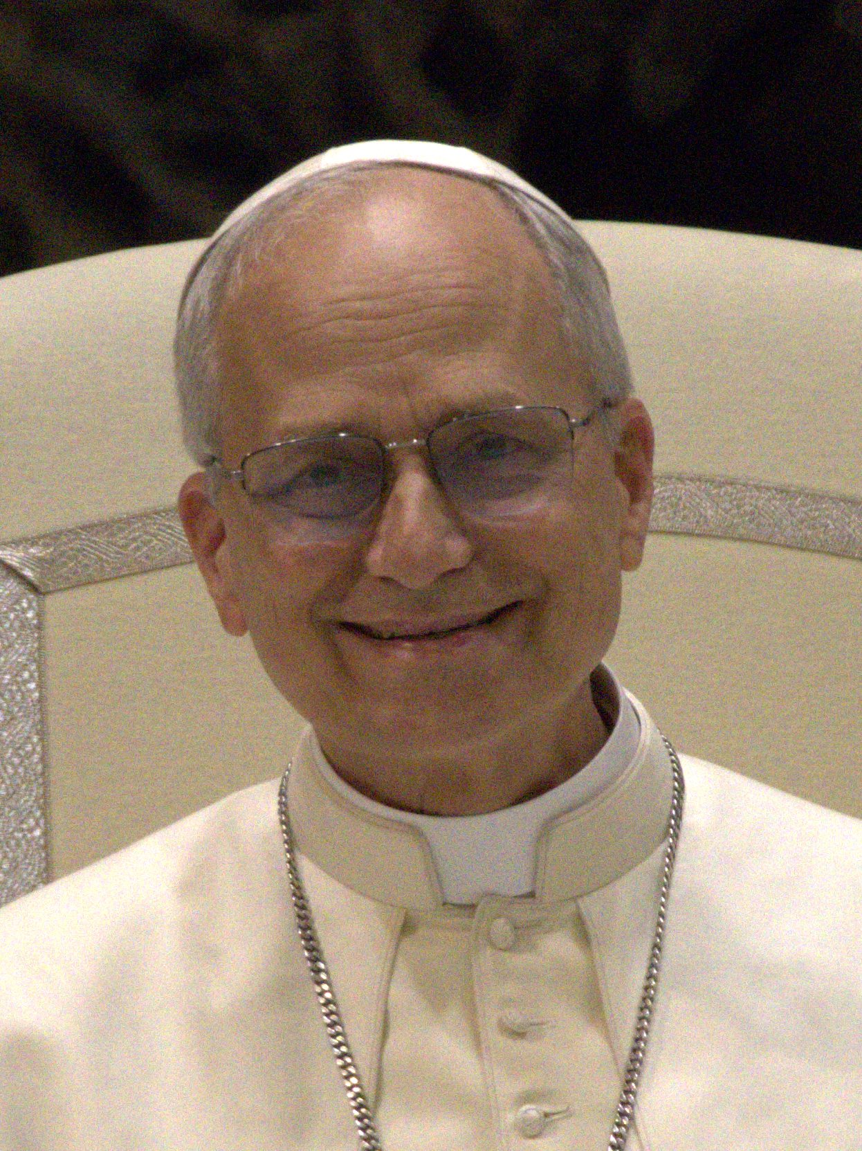 Pope Leo XIV during an audience with the media