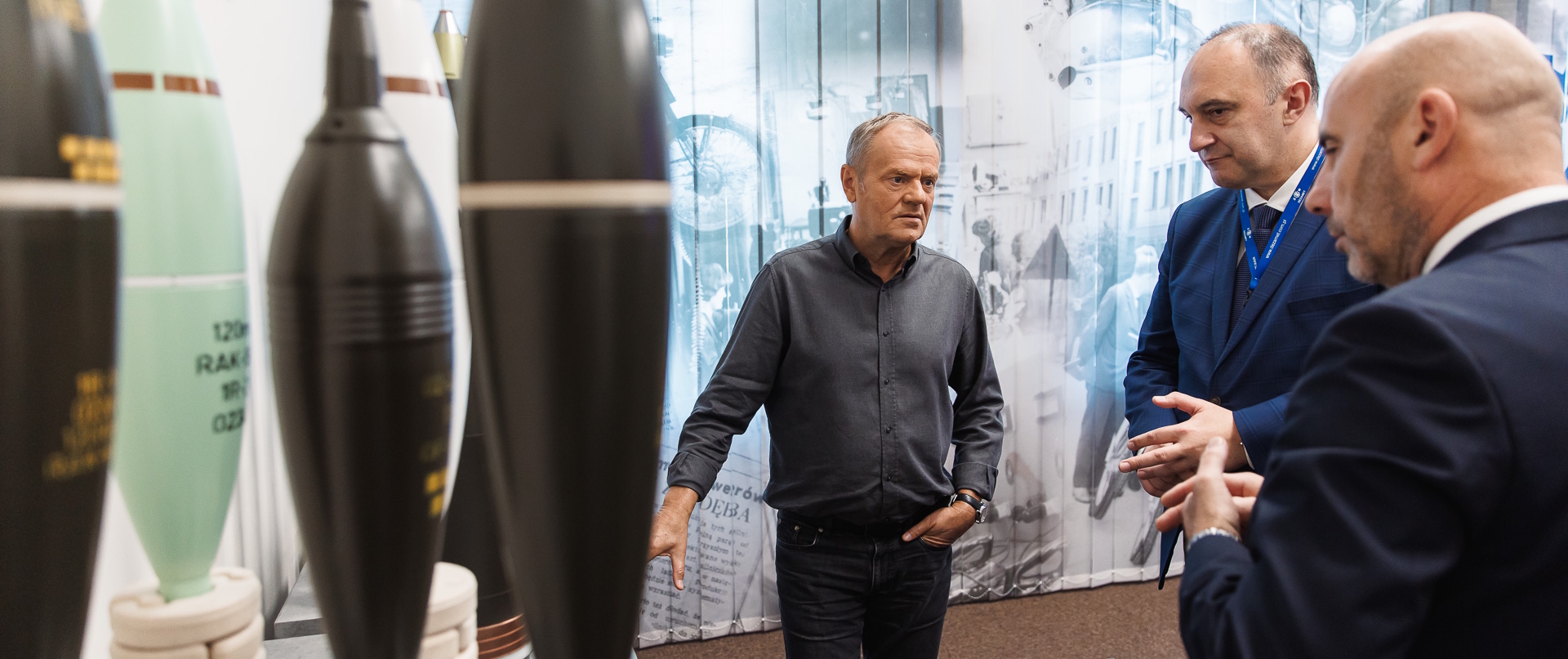 Prime Minister Donald Tusk speaking during a visit to a metal works plant in September 2025